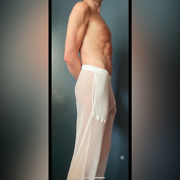 Men’s L’Homme Invisible Paris ‘Good Catch’ Mesh White Lounge Pants -Medium, NWT - Picture 5 of 8